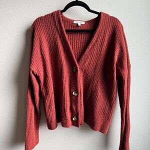 Madewell Cameron Ribbed Cardigan Sweater in Burnished Mahoghany – Size L